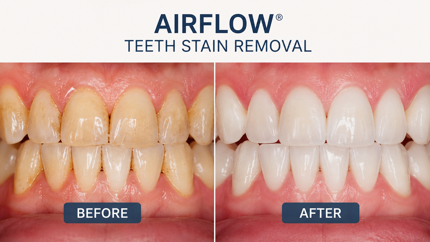 Airflow Teeth Stain Removal Before and After